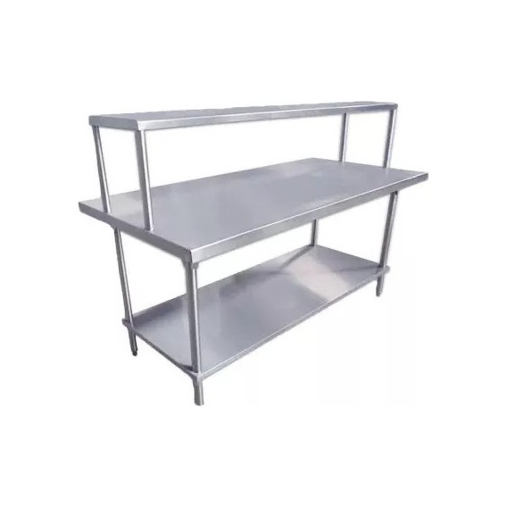 Mesa Con Repisa 100% Acero Inoxidable 120x60x80