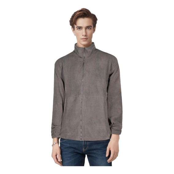 Campera Polar Unisex Gris - Mundo Trabajo