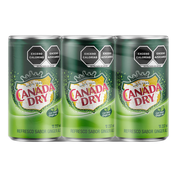 Pack x6 latas De Refresco Ginger Ale Canada Dry De 237ml C/u