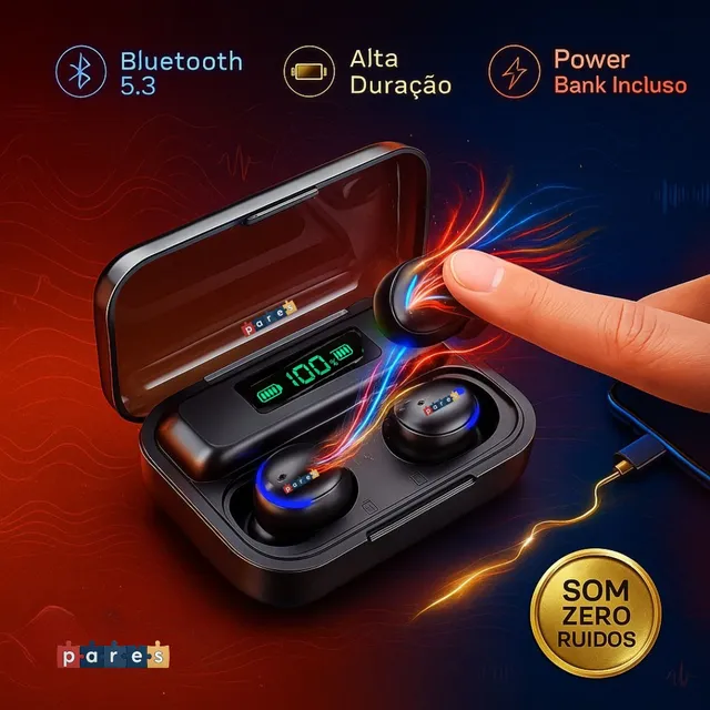 Fone De Ouvido Sem Fio Bluetooth F9-5 Pares Som Imersivo Powerbank Moderno Bateria Longa Duração Academia
