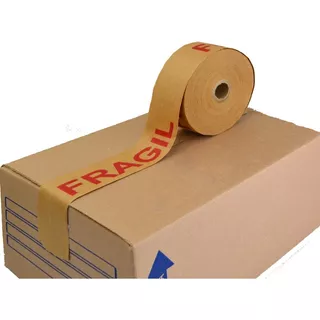 1 Rollo De Cinta Engomada De Papel Kraft 72x65 Fragil