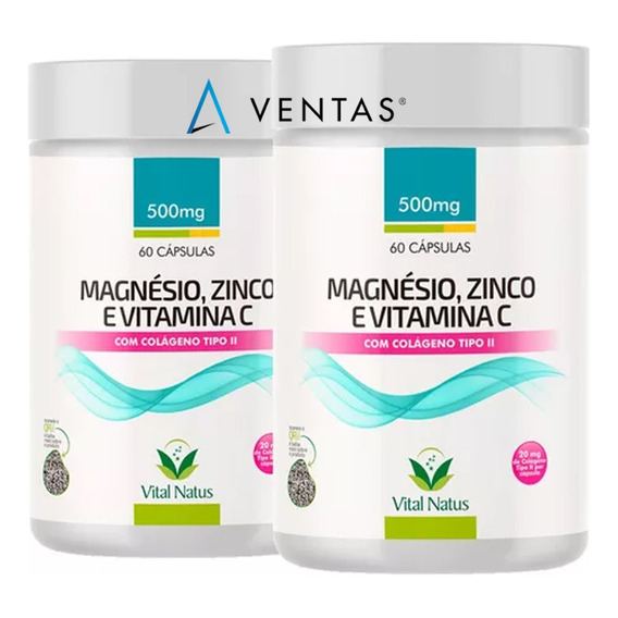 Colágeno Tipo2 + Magnésio + Zinco + Vitamina C 120 Cápsulas