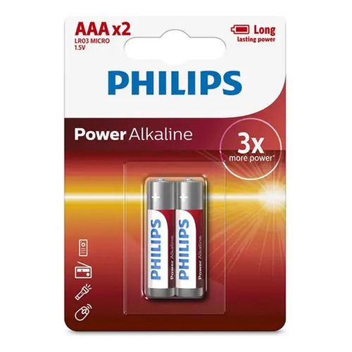 Pila Alcalina Aaa 1,5v Philips Lr03p2b/77 Blister X2u