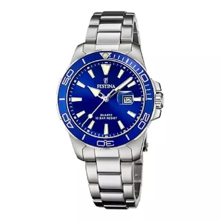 Reloj Festina Boyfriend Collection Para Mujer F20503/3 Ss Color De La Malla Plateado Color Del Fondo Azul