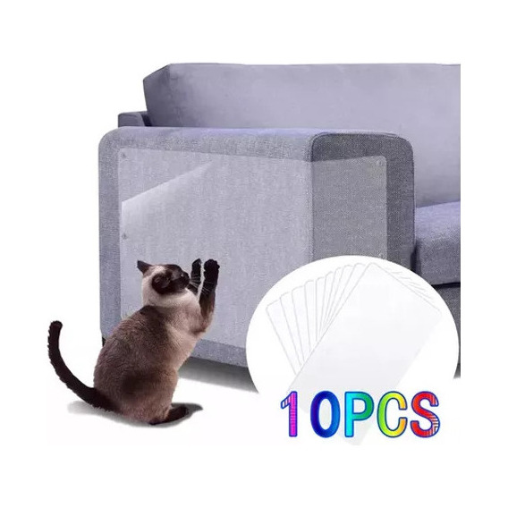 Kit De 10 Pegatinas Antiarañazos Para Muebles De Gatos Color Transparent Liso