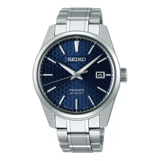 Reloj Seiko Presage Sharp Edged Series Automatic Spb167j1 Color De La Malla Plateado Color Del Bisel Plateado Color Del Fondo Azul