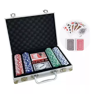 Set Valija Poker 200 Fichas + 6 Mazos Naipe Vdp