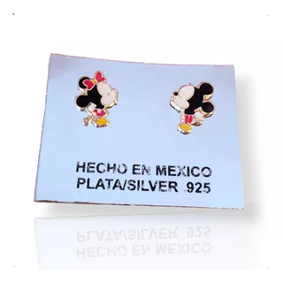 Aretes Broquel Mickey Mouse Y Mimi, Plata .925