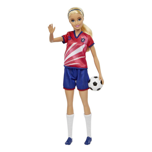 Barbie, Muñeca Profesiones, Jugadora De Fútbol Con Playera Roja, Para Niñas De 3 Años En Adelante, Mattel