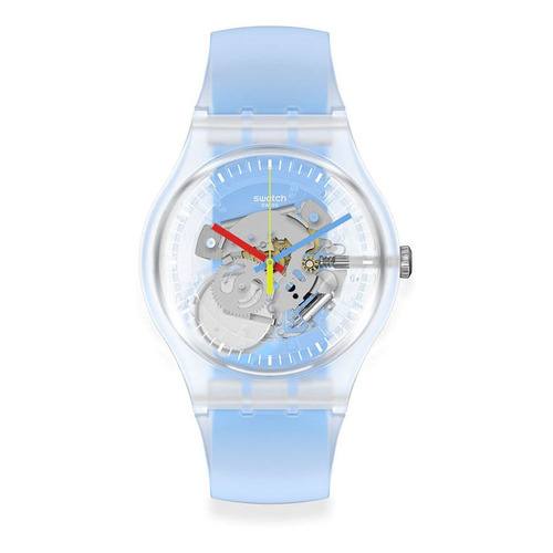 Reloj Swatch Clearly Blue Striped Suok156 Color de la correa Celeste Color del bisel Translúcido Color del fondo Traslúcido