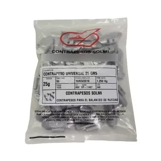 Contrapesos Plomo Solmi Balanceo Llanta Chapa 25gr 50 Unid