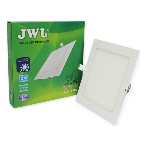 Plafon De Led Empotrable 12w Slim L/blanca Cuadrado 10pz Jwj Color Blanco