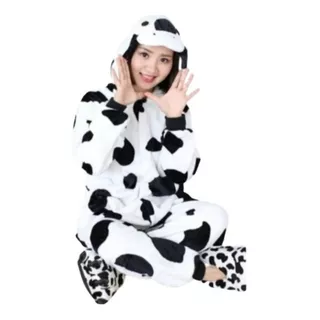 Hermosa Pijama Enterizo Con Capucha Vaca Mujer Tipo Kigurumi