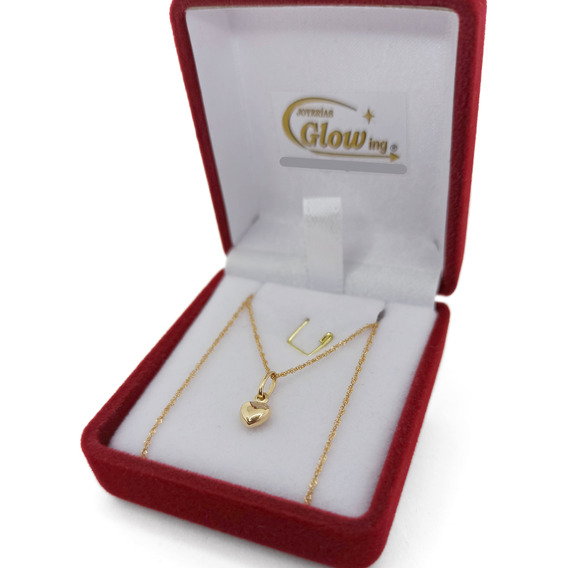 Conjunto Oro 18k 15 Años Cadena Y Dije Corazón Inflado Chico