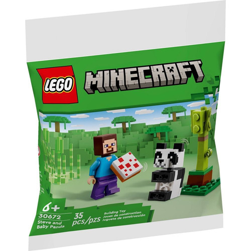 Lego Minecraft Steve And Baby Panda 30672 Polybag - 35pz Cantidad De Piezas 35