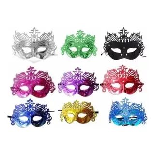 20 Máscaras Venezianas Carnaval Metalizadas Cores Diversas 
