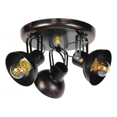 Plafon Techo Spot 3 Luces E27 Gocce Pat Oxido Chapa Cival Patinado Oxido
