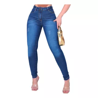 Calça Plus Size Feminina Jeans Cintura Alta E Lycra Premium