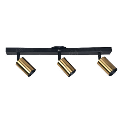 Aplique 3 Luces Pola Negro Dorado Apto Led Gu10 Diseño Deco