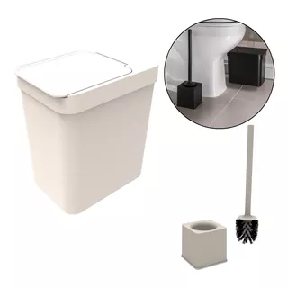 Kit Lixeira 5l Porta Saco + Escova Sanitária Banheiro Lavabo