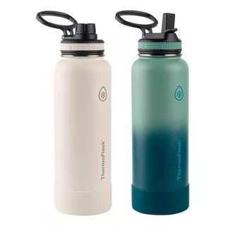 Termo Thermoflask 2 Botellas De 1.2 L Aislamiento Al Vacio Color Beige Y Verde