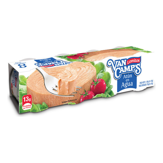 Atún Lomito En Agua Van Camps 142g Pack 8 Unid 