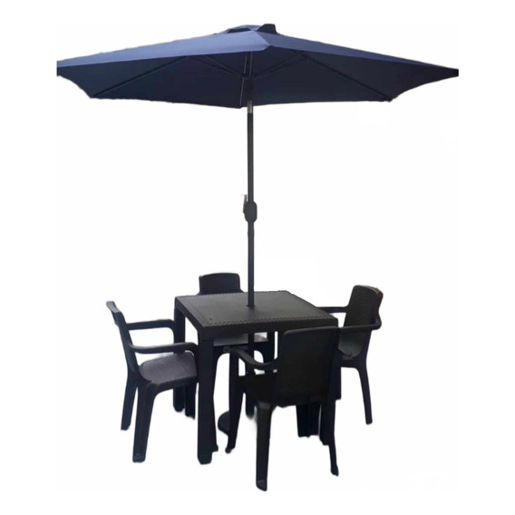 Juego De Mesa Rimax. Con Parasol 3mts De Diametro Base Acero