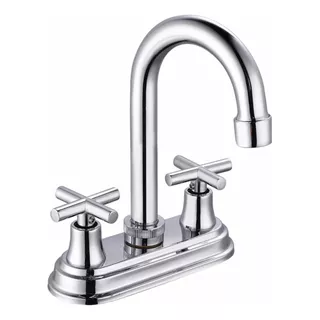 Llave Mezcladora Lavabo Cuello Alto Cuerpo Metal Acero Inox