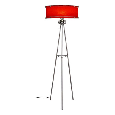 Lampara De Pie Tripode Aros Cromo Rojo Moderna Iluminación