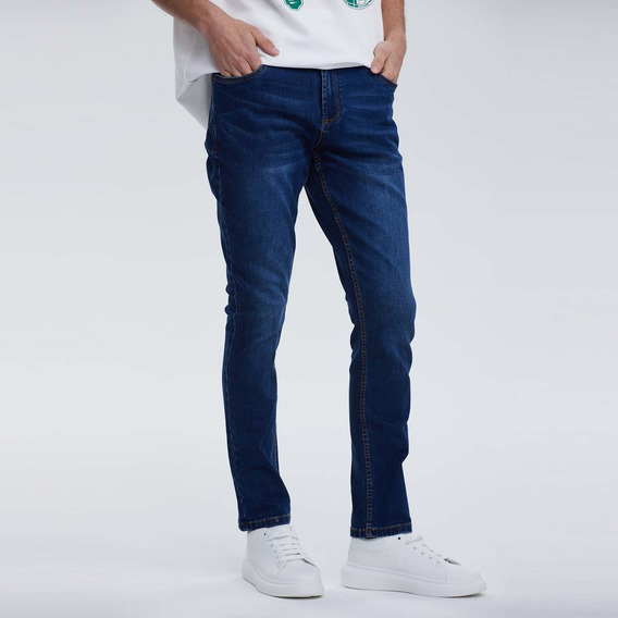 Jeans Hombre Slim Denim Lavado Azul Fashion's Park