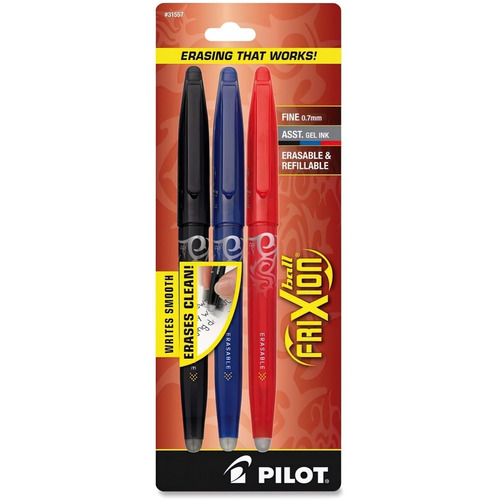 Kit 3 Plumas Pilot Frixion Ball Bolígrafo Tinta Borrable Gel Color De La Tinta Negro/rojo/azul Color Del Exterior Negro/azul/rojo