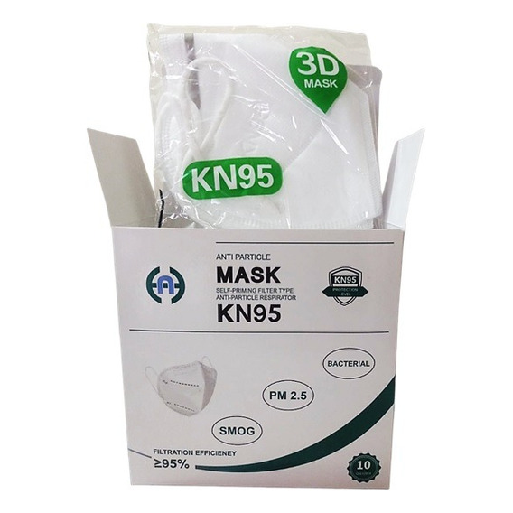 Mascarilla Kn95 Blanco Certificado Gb2626-2006 Caja X 10 Un