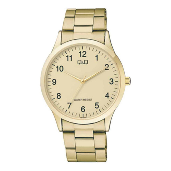 Reloj pulsera Q&Q C08A-006PY, para hombre, con correa de acero inoxidable color dorado