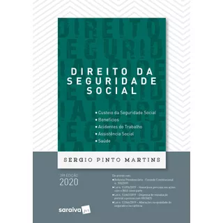 Direito Da Seguridade Social - 39ª Edição - 2020, De Martins, Sergio Pinto. Editora Saraiva Educação S. A., Capa Mole Em Português, 2020