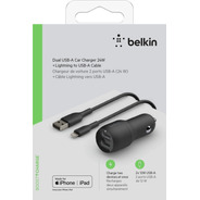 Belkin Cargador Carro Dual Usb 4.8a - 24w + Cable Lightning