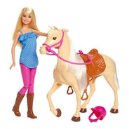 Boneca Barbie Com Cavalo - Mattel Ms
