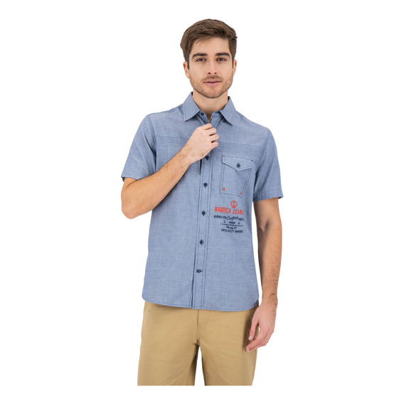 Camisa Nautica Manga Corta Hombre