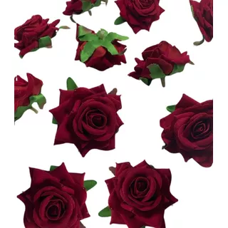 50 Cabeças De Flor De Rosa Artific. S/ Cabo Enfeite Costura