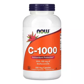 Now Foods Vitamina C 1000mg Importada 250 Cápsulas Vegan 