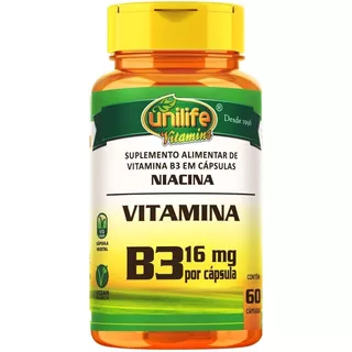 Vitamina B3 Niacina Unilife 60 Cáps