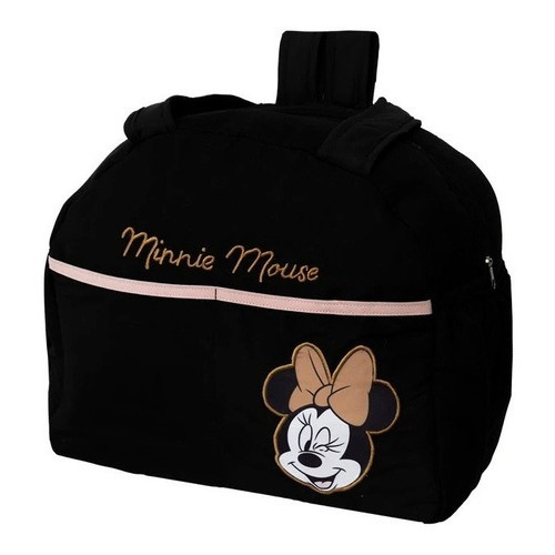Pañalera Backpack Bolsa Adorable Minnie Chiqui Mundo Color Negro Diseño de la tela Liso