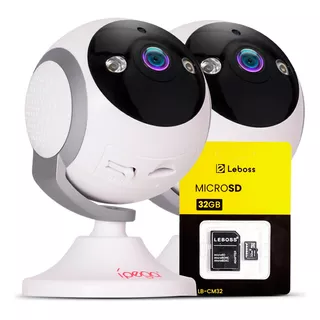 Kit 2 Cameras Segurança Ip Fhd Visão Noturna Detecta Rosto Cor Branco