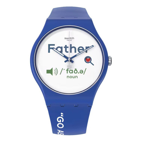 Reloj Swatch All About Dad De Silicona Azul So29z704 Ss Color del fondo Blanco
