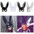 Mascara Antifaz De Conejo Negro Media Cara Disfraz Halloween