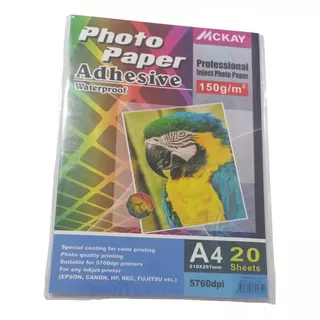 Papel Fotografico Autoadhesivo Glossy Inkjet 150gsm 20h