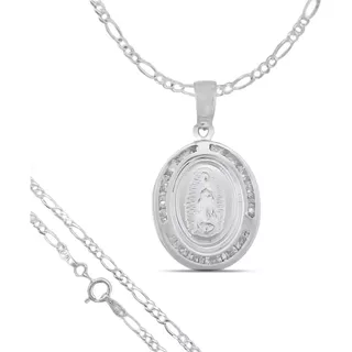 Collar Mujer Y Medalla Virgen Guadalupe Plata .925 50cmx 2mm