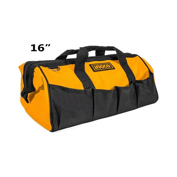 Bolso Porta Herramientas 16 Pulgadas Hasta 20kg Ingco Color Amarillo y Negro