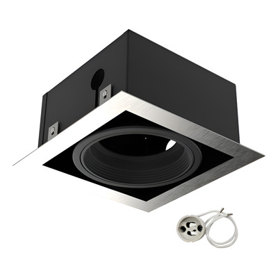 Spot Embutir 1 Luz Acero Apto Led Ar111 Gu10 Cardanico Plateado