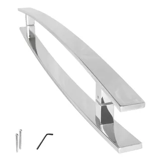 Puxador Porta Pivotante Inox Polido 60cm 40x10 Chato Curvo