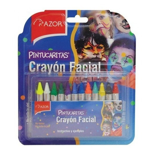 Crayon Facial Azor Pintucaritas Con 12 Colores Pinta Caritas
